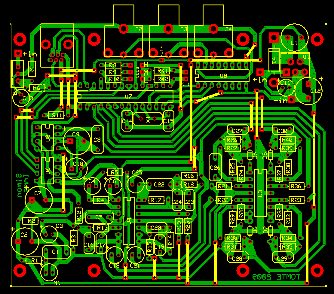 PCB with silkscreen.